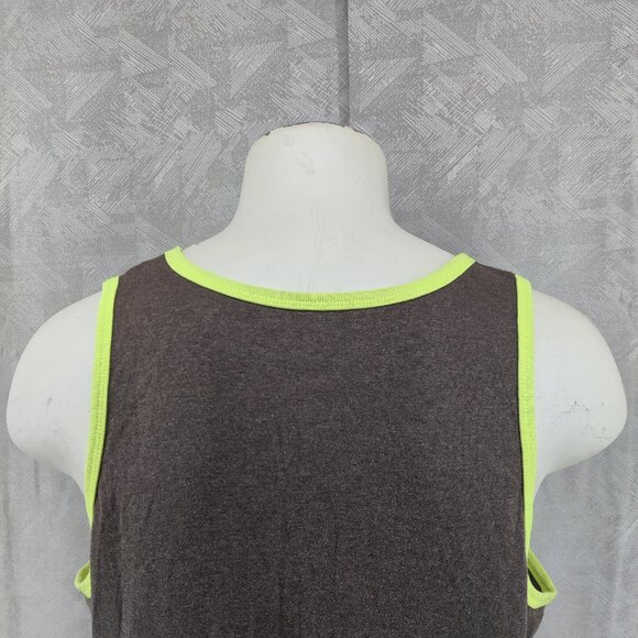 Gold's Gym Tank Top Mens Large Gray Neon Yellow Muscle Graphic Made USA Workout - Picture 5 of 9